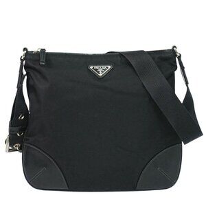 Prada Nylon Shoulder Bag Pochette Black